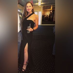 Long black dress with a slit ;)